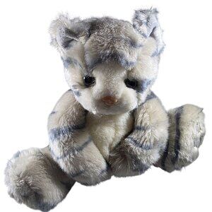 First & Main Kit Kat Plush Stuffed Cat 10" Gray & Cream Striped Polyester Toy